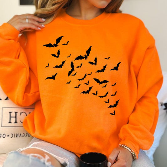 Halloween Flying Bats Graphic Sweatshirt
