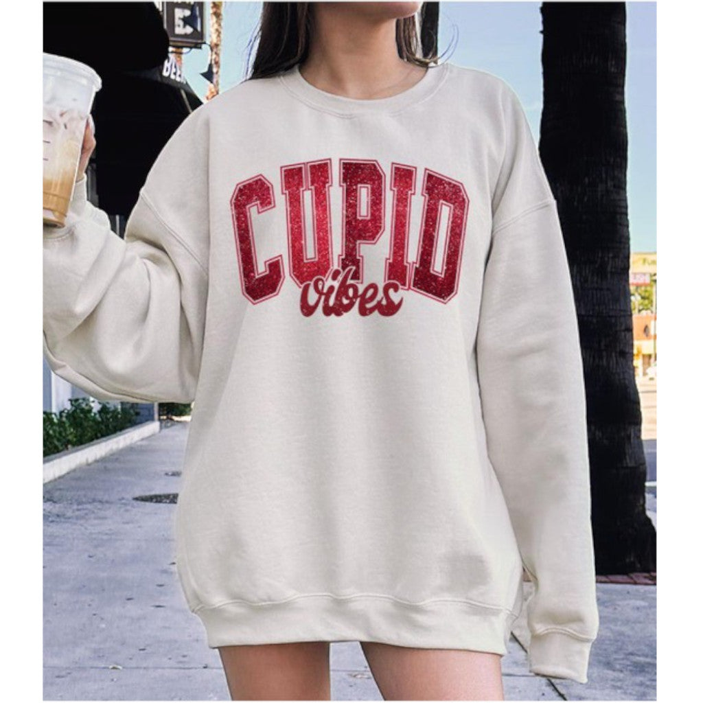 Sand Cupid Vibes Fleece Sweatshirt