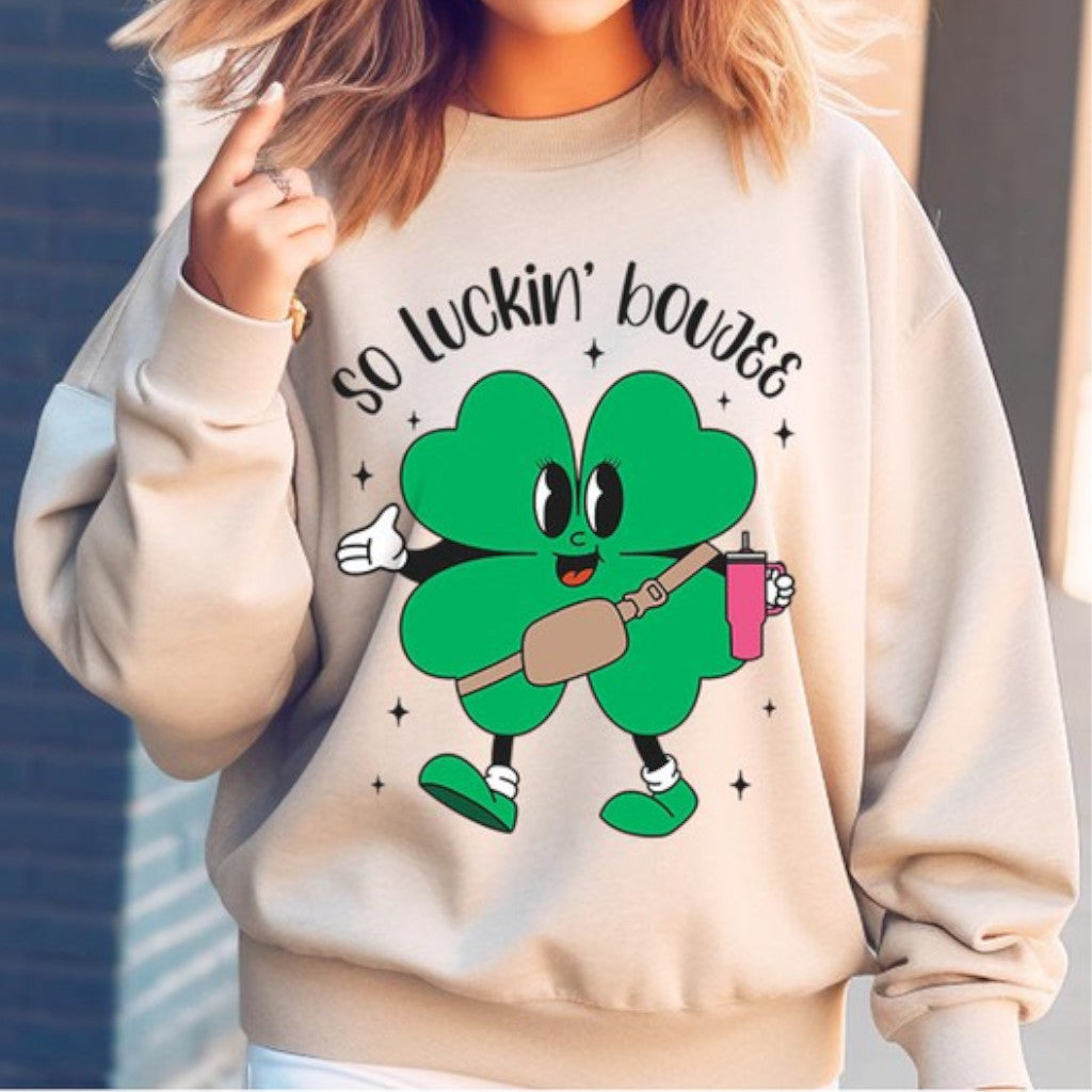 Sand So Luckin' Boujee Shamrock Sweatshirt