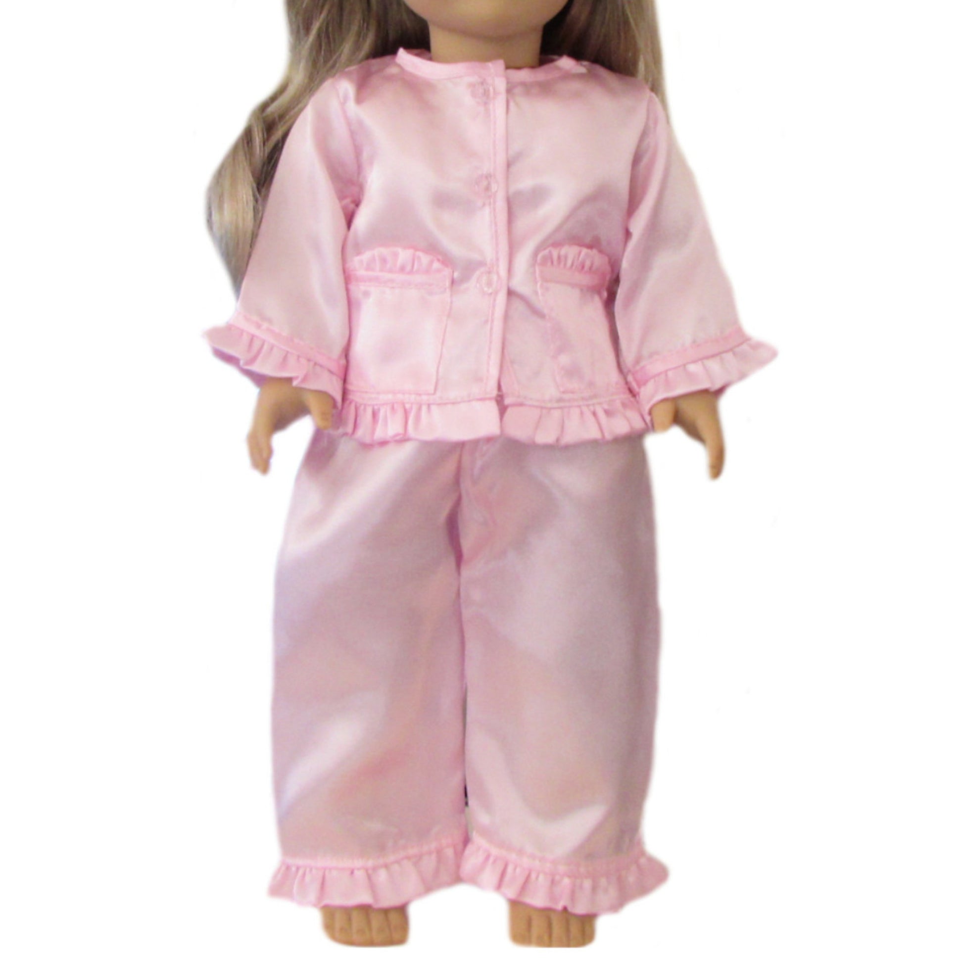 Satin Pajamas with Ruffles for 18-inch dolls with doll