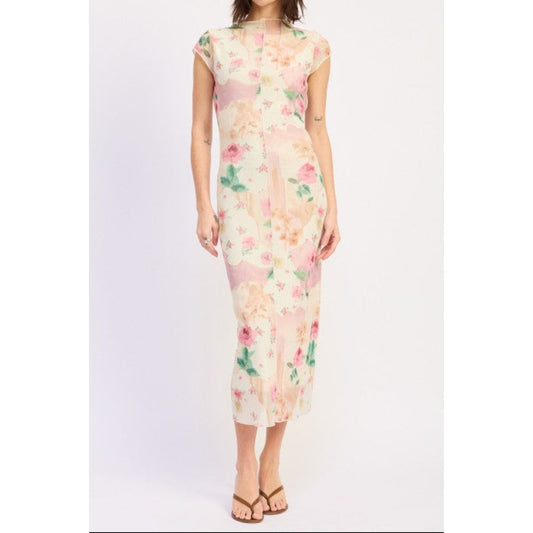 Sheer Mesh Merrow Seam Midi Dress