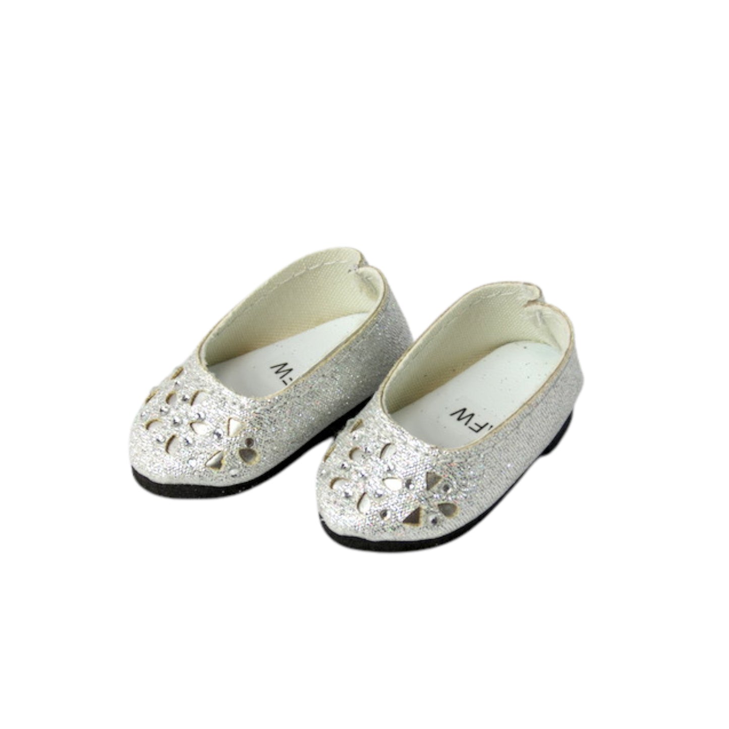 Silver Glitter Floral Cut-Out Flats for 18-inch dolls