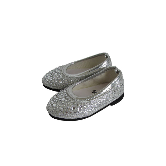 Silver Rhinestone Flats for 18-inch dolls Left