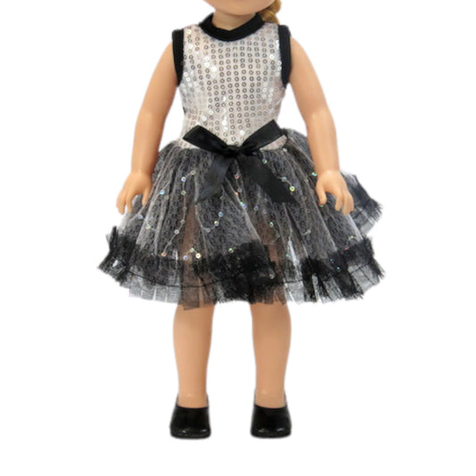 Silver Tutu Dress for 14 1/2-inch dolls with doll