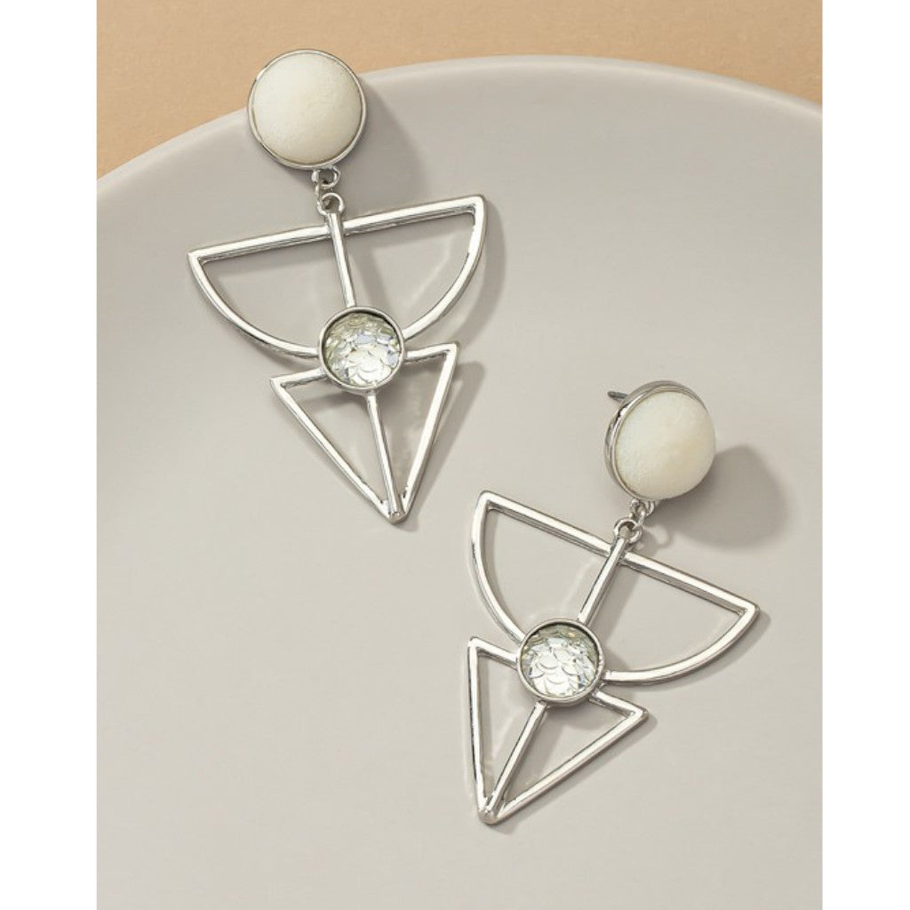 Silver Aztec Geo Shape Earrings