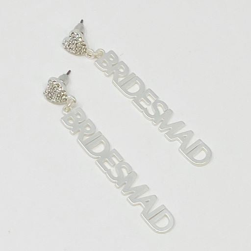 Silver Be My Bridesmaid Earrings Flat