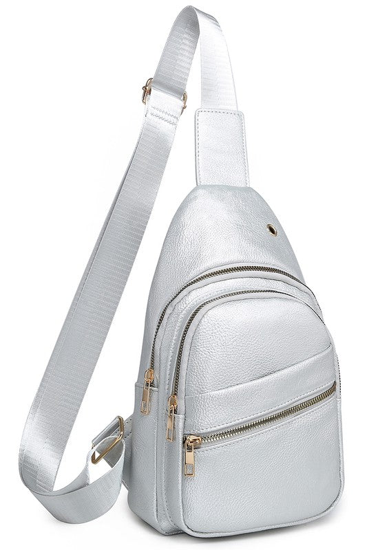 Silver Fashion Sling Backpack