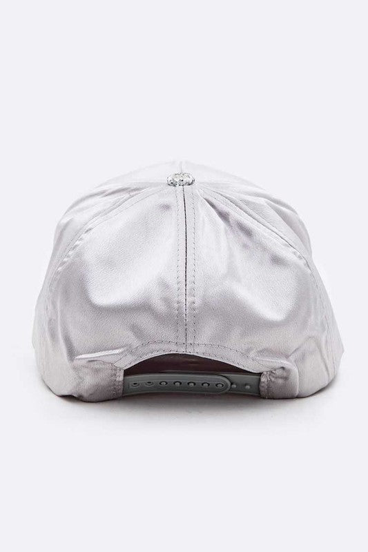 Silver Glitter Brim Satin Cap Back view