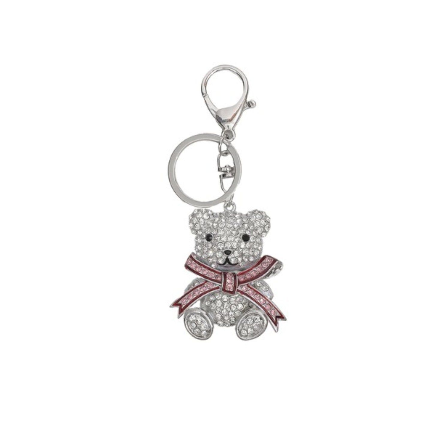 Silver Sparkling Teddy Bear Keychain