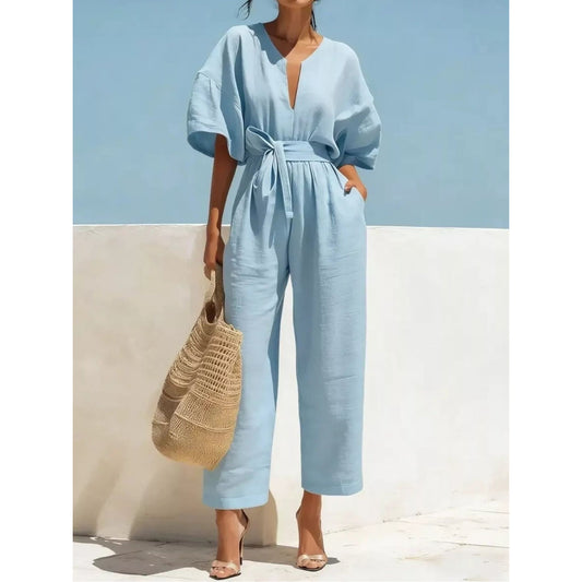 Tie Waist Wide Leg Jumpsuit