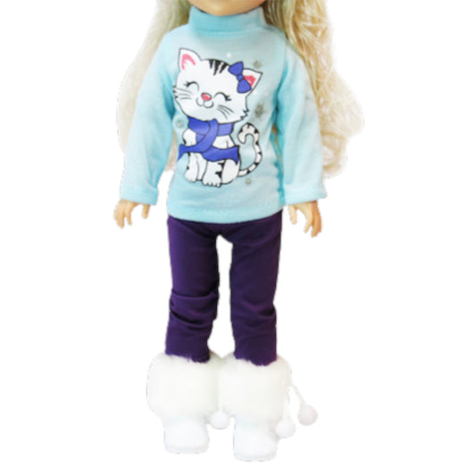 Snowflake Kitty Cat Outfit for 14 1/2-inch dolls with doll