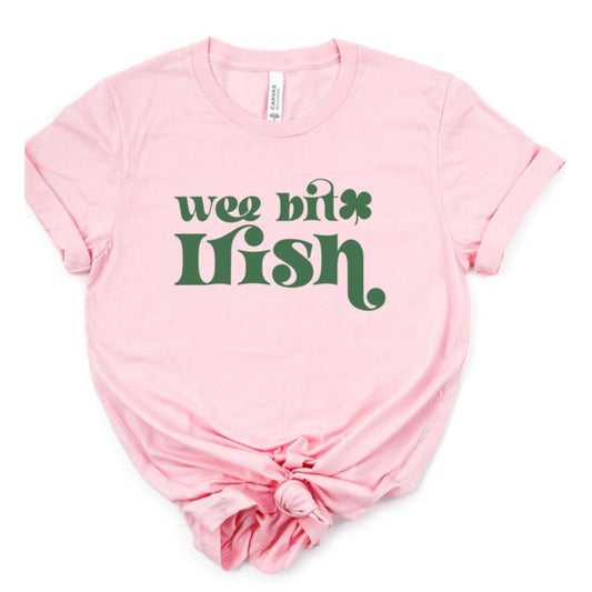 Soft Pink Wee Bit Irish Graphic Crew Neck Tee