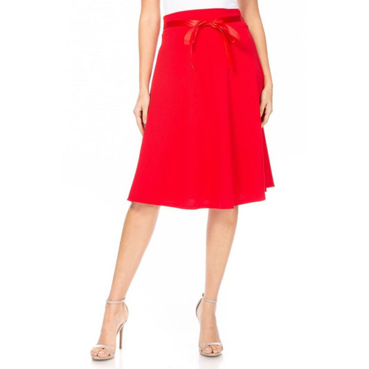 Solid, A-line, Knee Length Skirt
