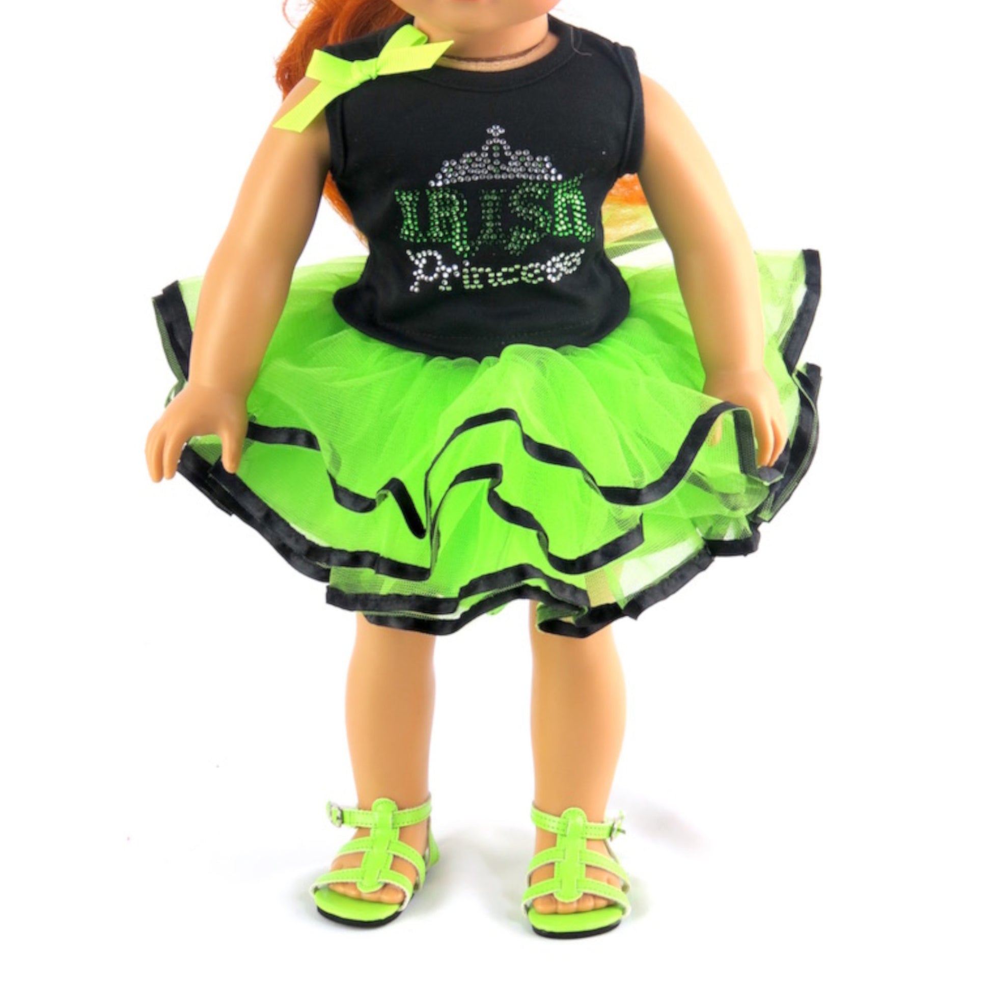 St. Patrick's Day Irish Princess Tutu Outfit for 18 inch dolls with doll