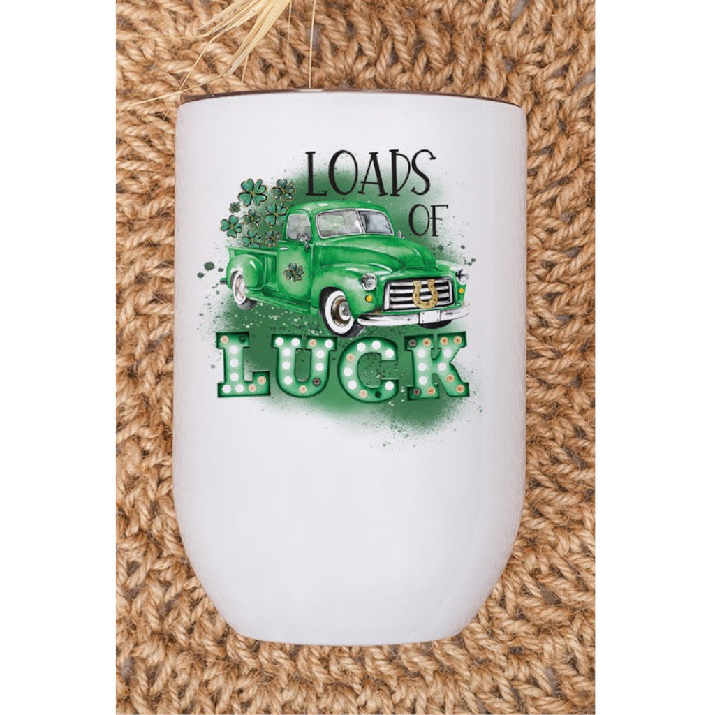 St Patrick's Day Loads of Love Truck Green Wine Tumbler