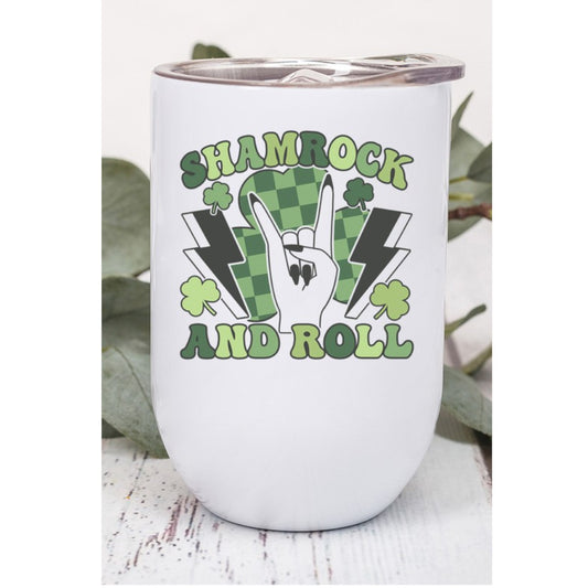 St Patrick's Day Shamrock & Roll Wine Tumbler