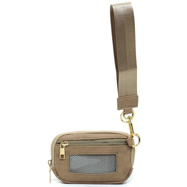 Stone Fashion Pouch Wallet Wristlet Back view Strap Up