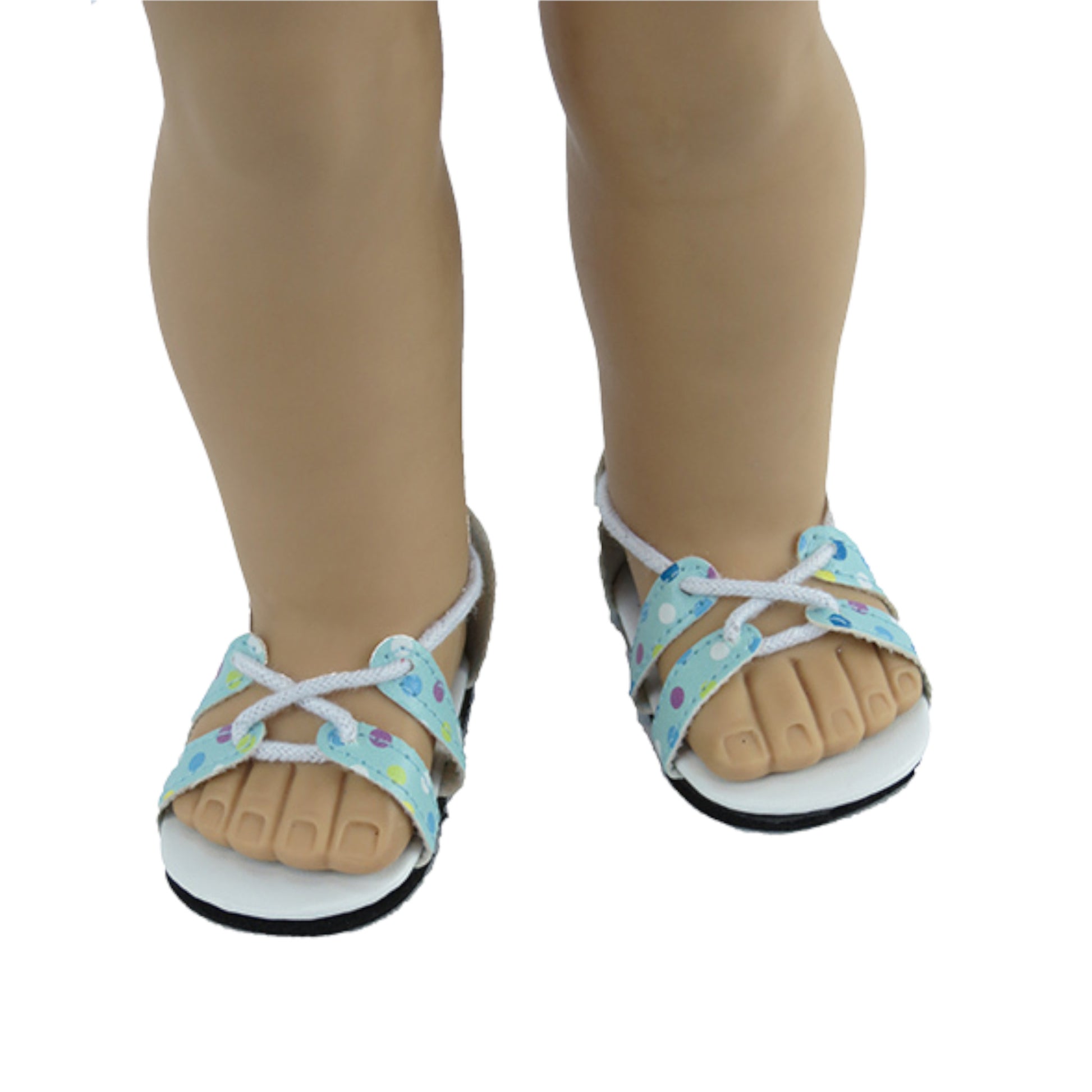 Strappy Polka Dot Sandals for 18-inch dolls