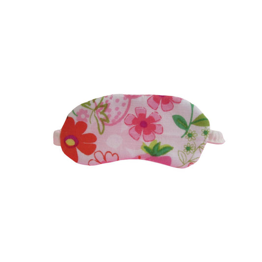 Floral patterned eye mask on a white background that fits an 18-inch doll