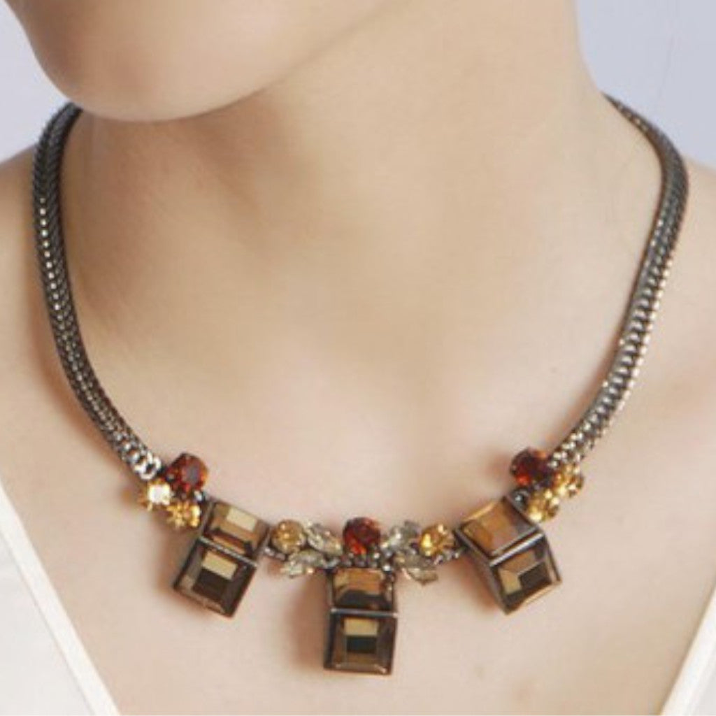 Sweet Geo Sienna Necklace on Woman with white top