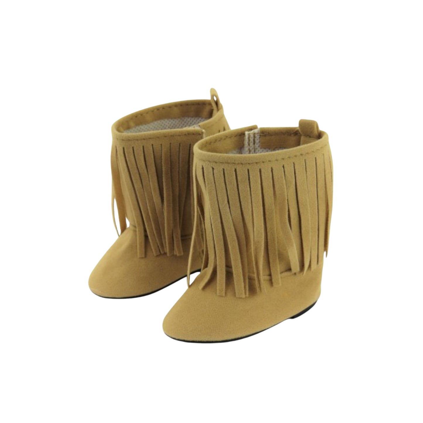 Tan Fringe Boots for 18-inch dolls Side view