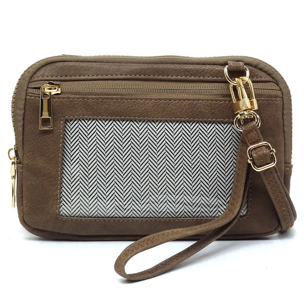 Taupe Fashion Cell Phone Crossbody Bag Clutch