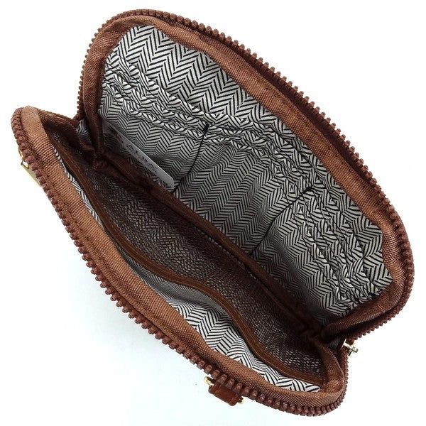 Taupe Fashion Cell Phone Crossbody Bag Clutch Inside view