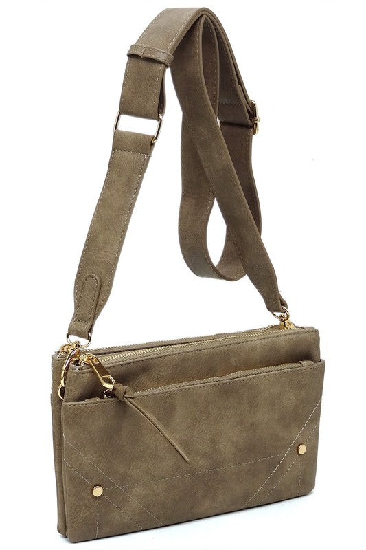 Taupe Fashion Crossbody Bag Bent Strap