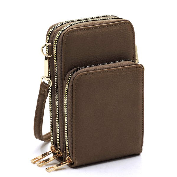 Taupe Fashion Crossbody Bag Cell Phone Purse 