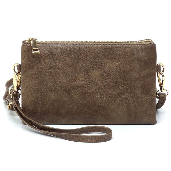 Taupe Fashion Crossbody Bag Clutch Wristlet Front view