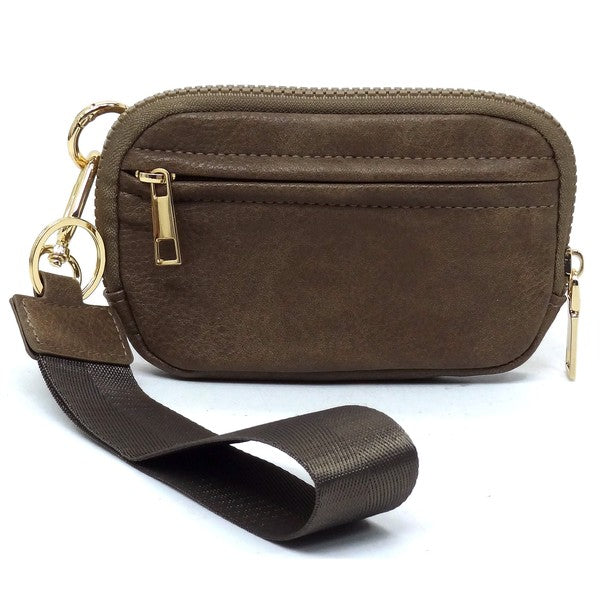 Taupe Fashion Pouch Wallet Wristlet Front view