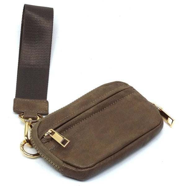 Taupe Fashion Pouch Wallet Wristlet Front view Flat