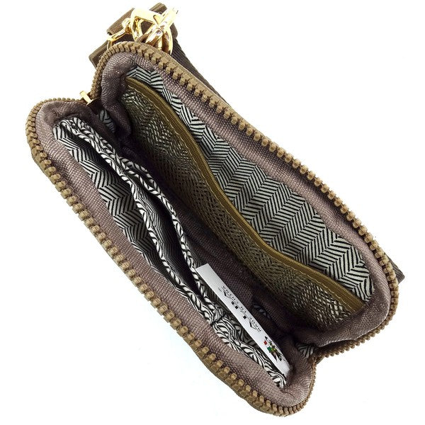 Taupe Fashion Pouch Wallet Wristlet Interior view