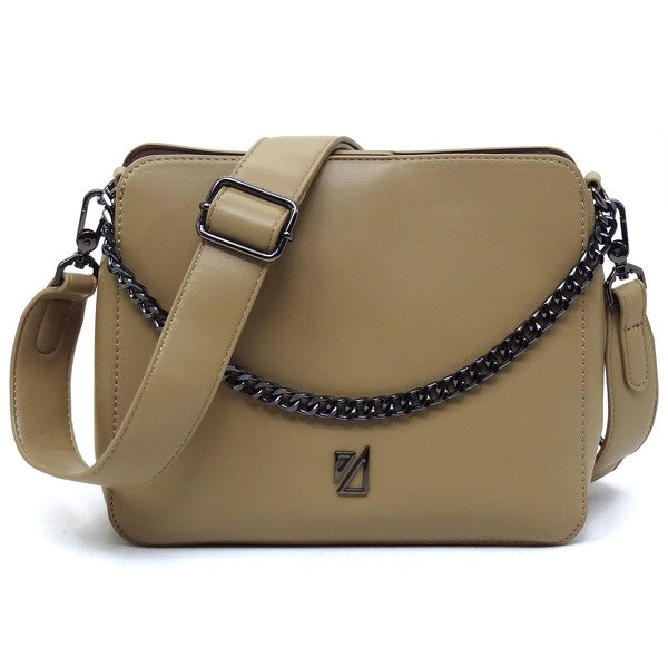 Taupe IZA CO Chain Link Crossbody Bag