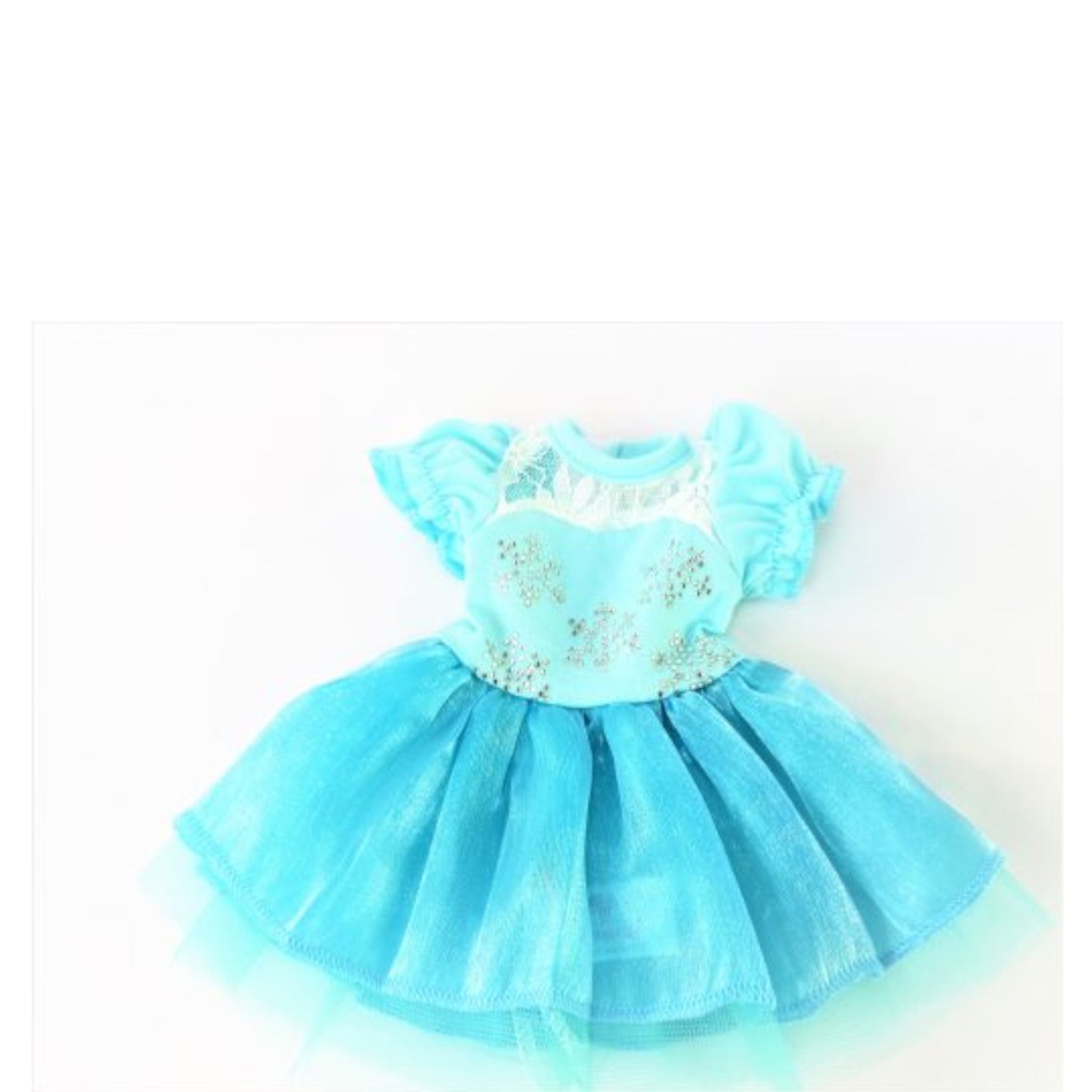 Teal Sparkle Snowflake Dress for 14 1/2-inch dolls Flat