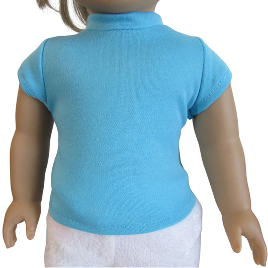 Teal T-Shirt for 18-inch Dolls with Doll Front view