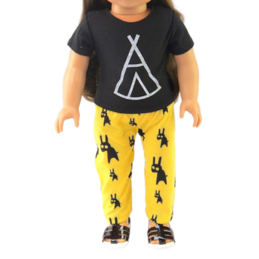 Teepee Pajamas for 18-inch dolls with doll