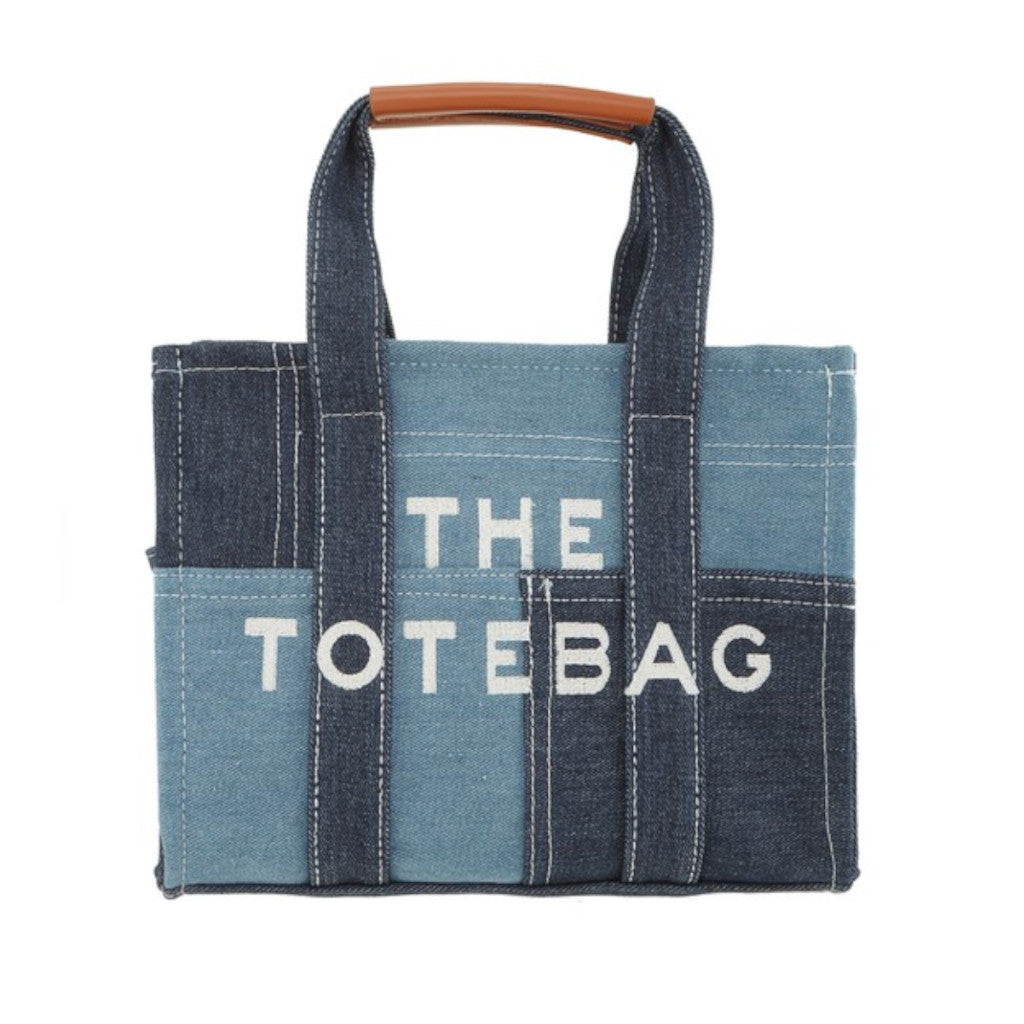 The Medium Denim Crossbody Tote Bag