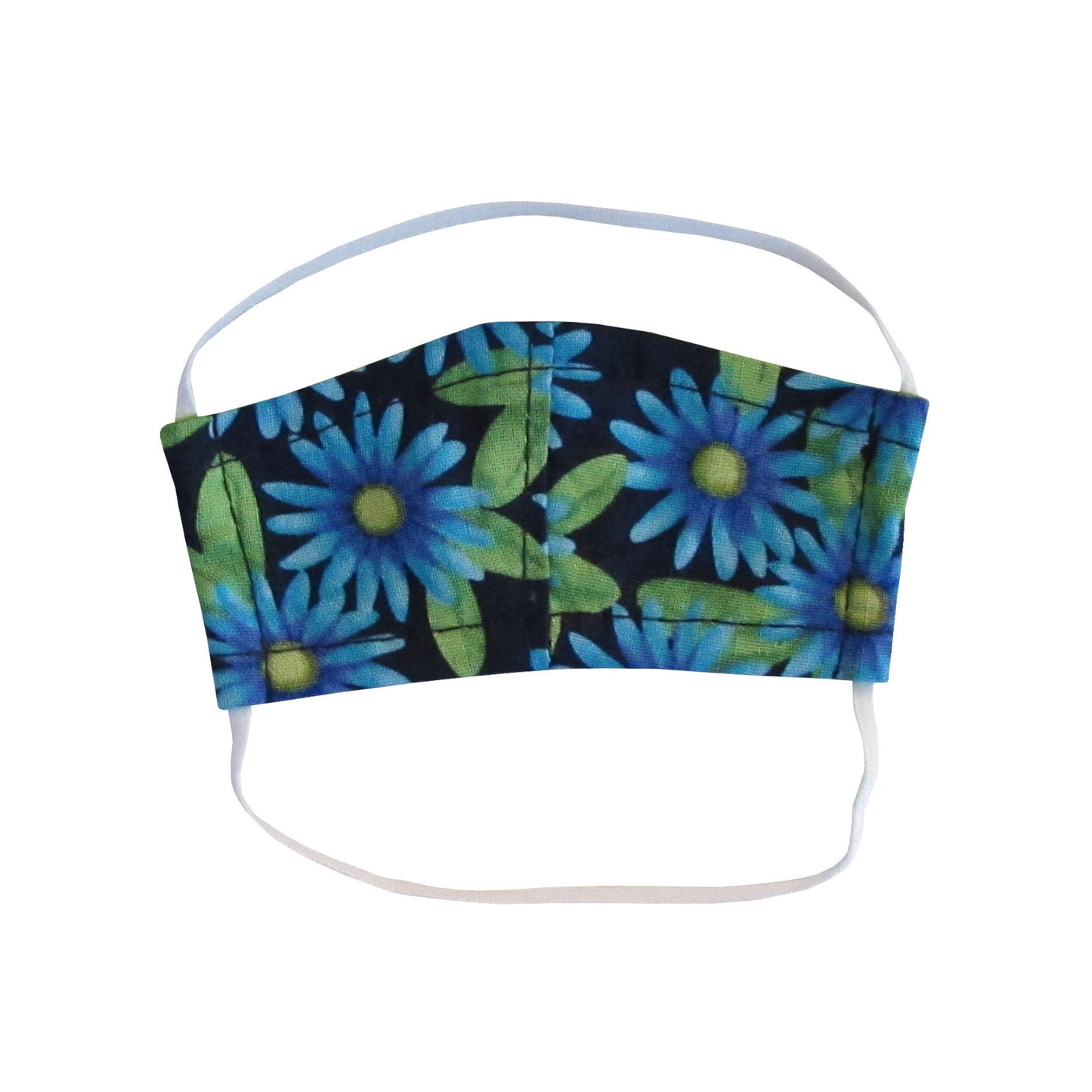 Turquoise Floral on Navy Print DOll Face Mask for 18-inch dolls Flat