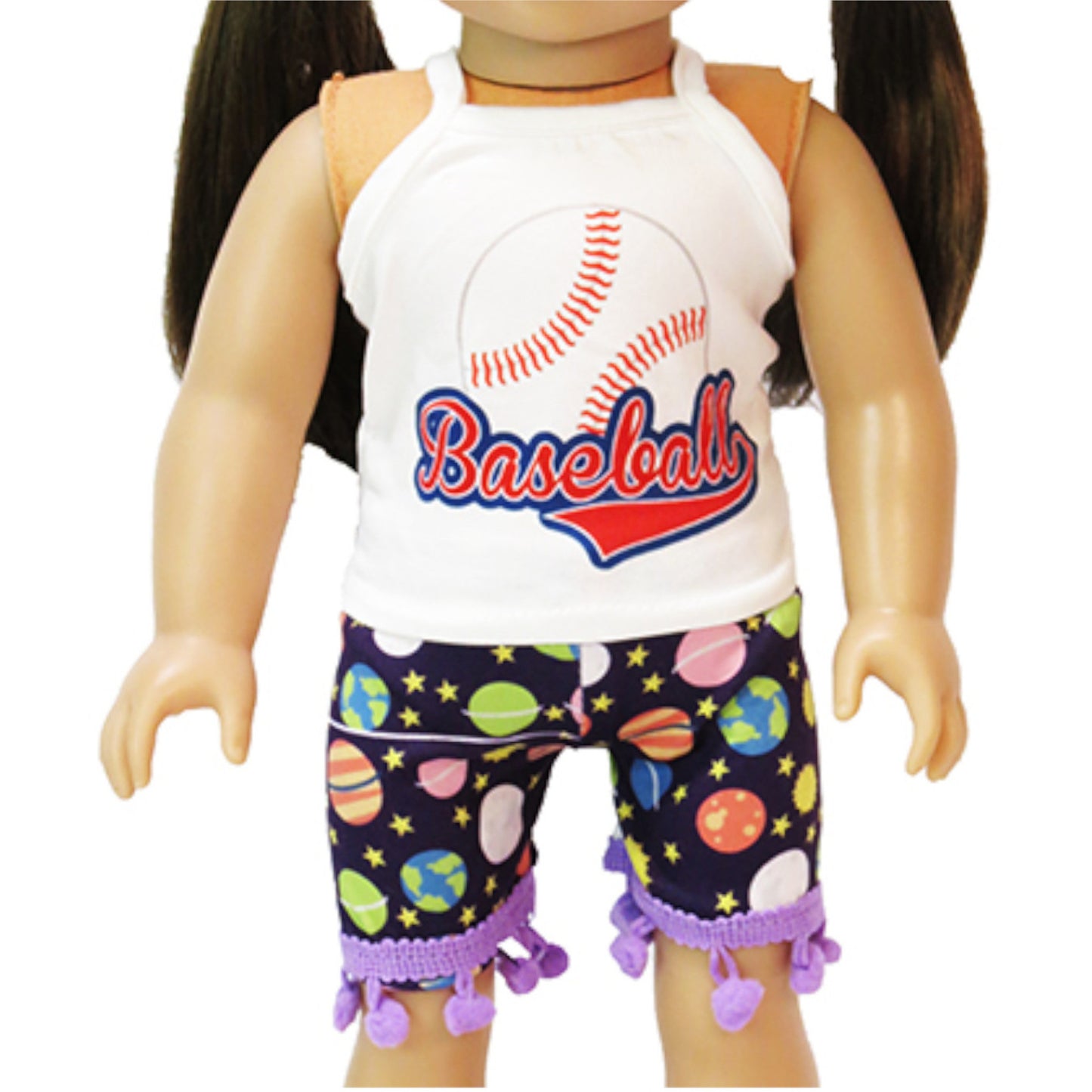 Two Piece Baseball Outfit for 18-inch dolls with doll Up Close