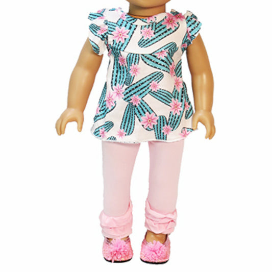 Two Piece Cactus Outfit for 18-inch dolls with doll