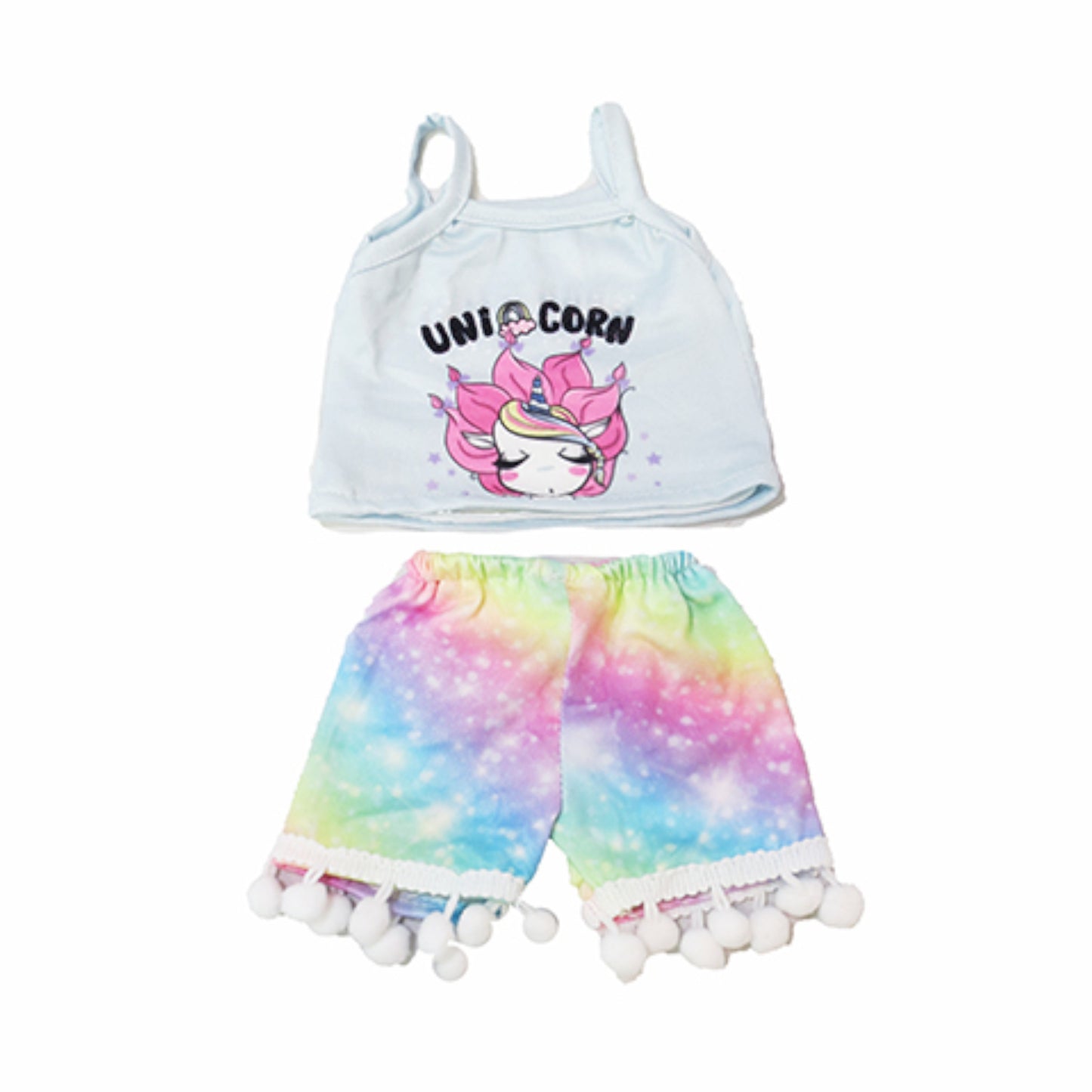 Two Piece Unicorn Outfit for 18-inch dolls Flat