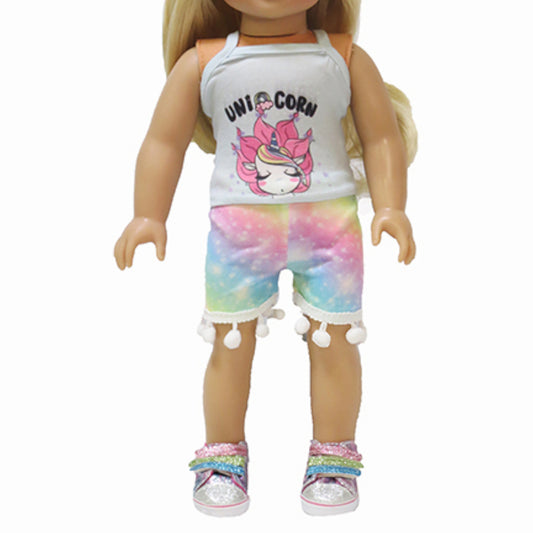Two Piece Unicorn Outfit for 18-inch dolls with doll