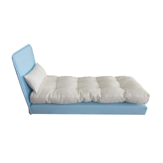 Upholstered Light Blue Doll Bed for 11 1/2 inch and 12- inch dolls