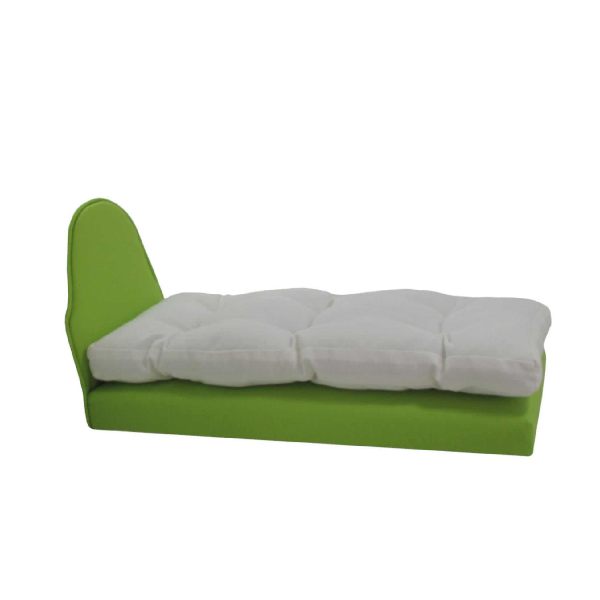 Upholstered Light Green Doll Bed for 11 1/2-inch and 12-inch dolls