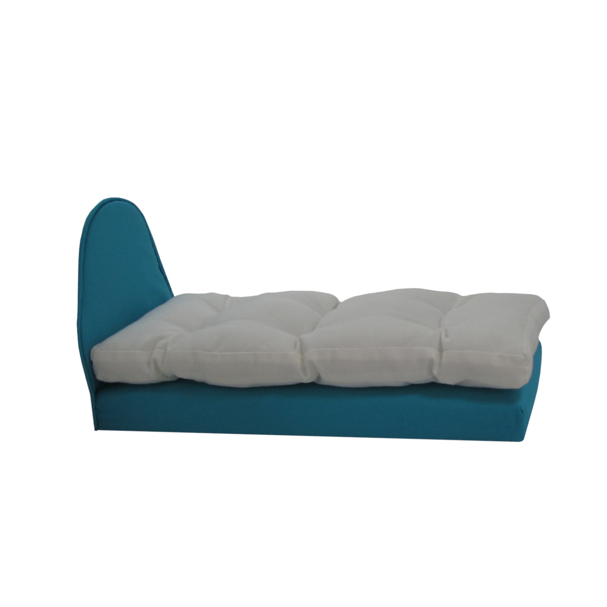Upholstered Turquoise Doll Bed for 11 1/2-inch and 12-inch dolls
