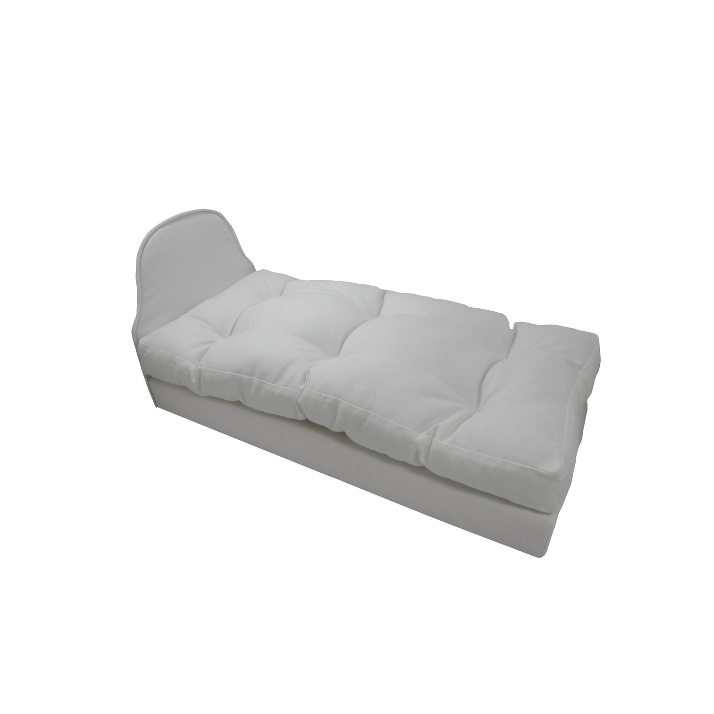 Upholstered White Doll Bed for 14 1/2 inch dolls