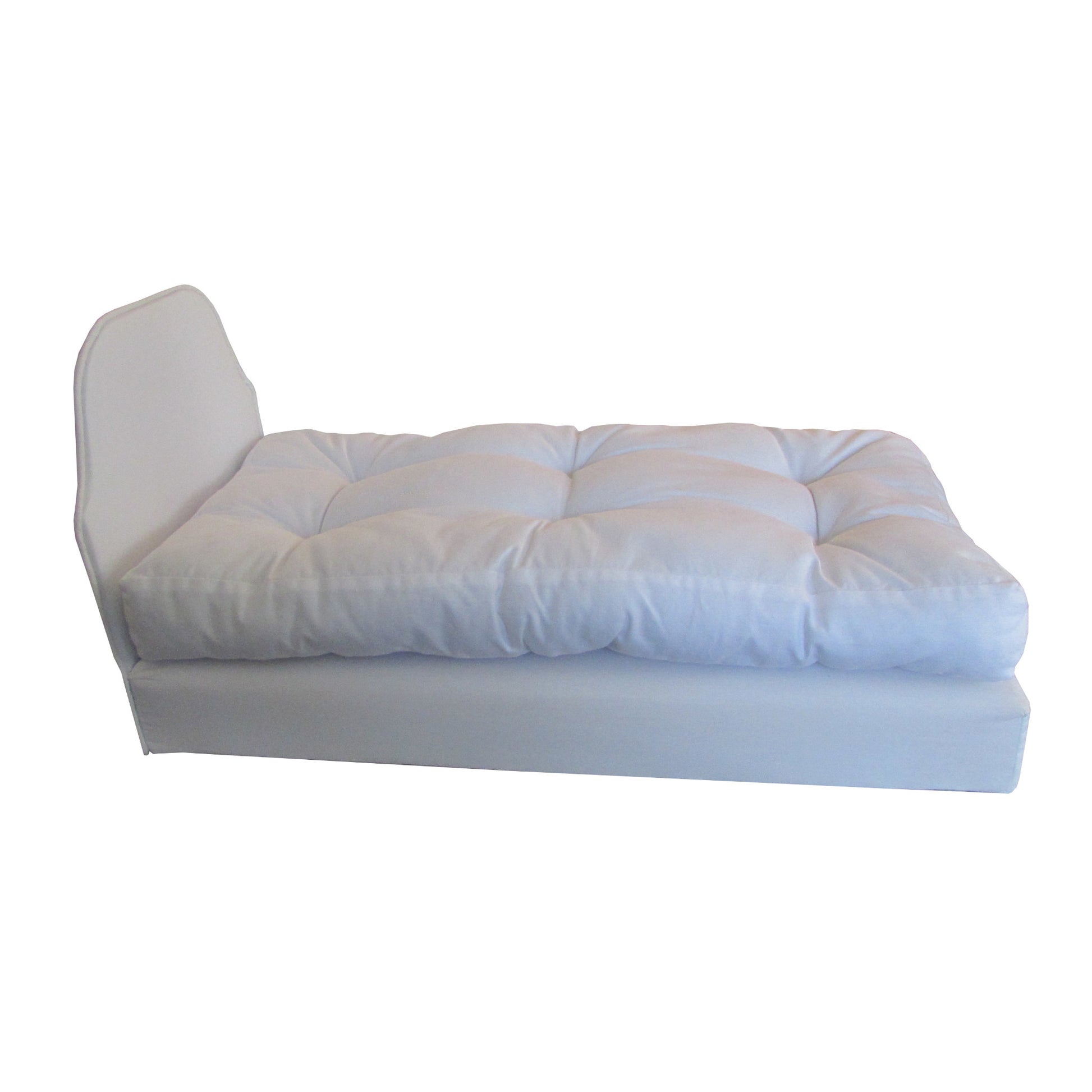 Upholstered White Doll Bed for 18 inch dolls