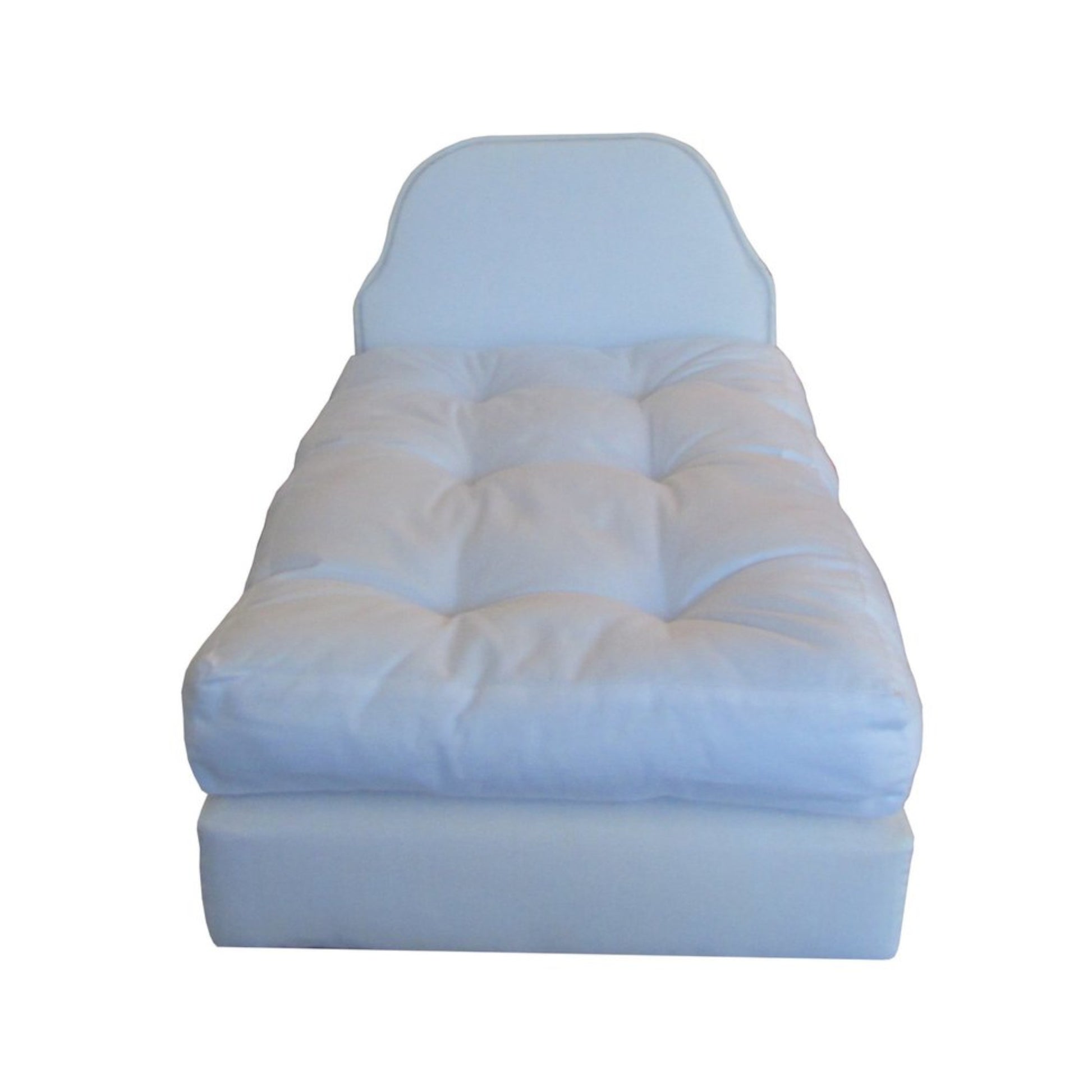 Upholstered White Doll Bed for 18 inch dolls without pillow