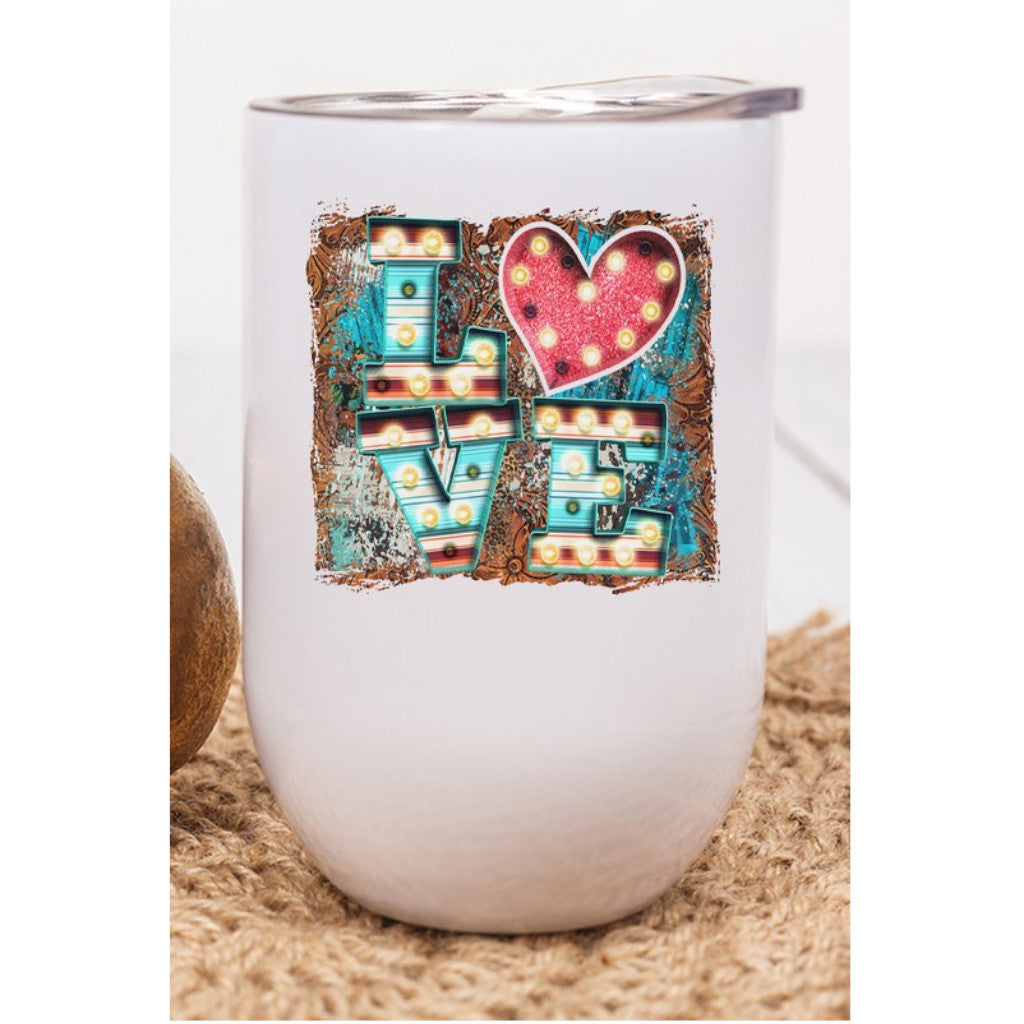 Valentine's Day Love Aztec Block Wine Cup